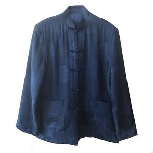 DAI QI 100% SILK NAVY ORIENTAL JACKET SIZE M
